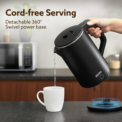 AGARO A New  Elegant Electric Kettle 1.8L | 1500W Fast Boil Stainless Steel Water Heater | Buy 1 Get 1 Free