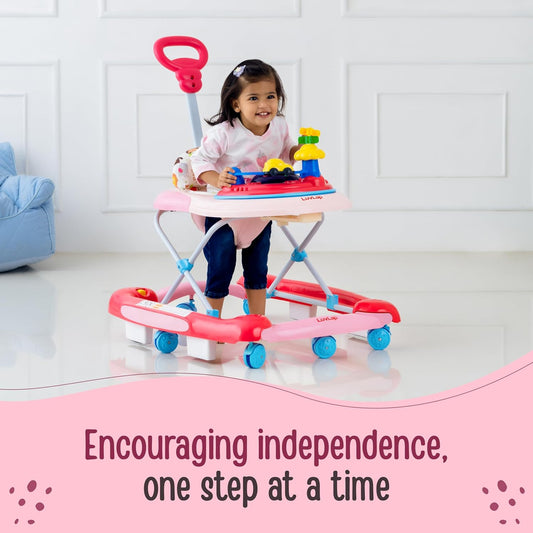 LuvLap Comfy 2-in-1 Baby Walker & Rocker (6–18 Months) | Push Handle, Anti-Fall Safety, Adjustable Height, Music & Lights | FREE AirPods Worth ₹499 🎁
