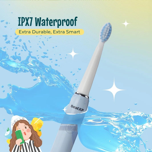 beatXP Jiggle Sonic Electric Toothbrush for Kids with 2 Brush Heads & 3 Cleaning Modes | Rechargeable Electric Toothbrush | 20500 strokes/min with Long Battery Life