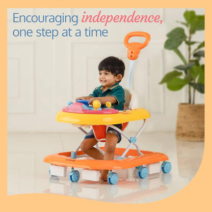 LuvLap Sunshine Baby Walker with Parental Push Handle | Anti-Fall & Anti-Skid | Height Adjustable | Music & Light Toys | 6–18 Months | FREE AirPods Worth ₹499