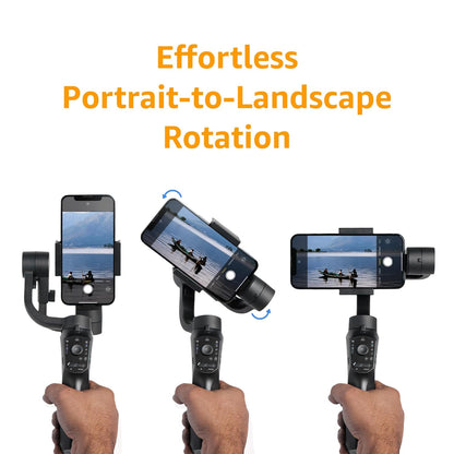 Amazon Basics Handheld Gimbal Stabiliser with 3-Axis Feature and Tripod, Facial Tracking, Time Lapse, FPV, Up to 12 Hours Operational Time, Compatible with All Smart Phones (Dark Grey)