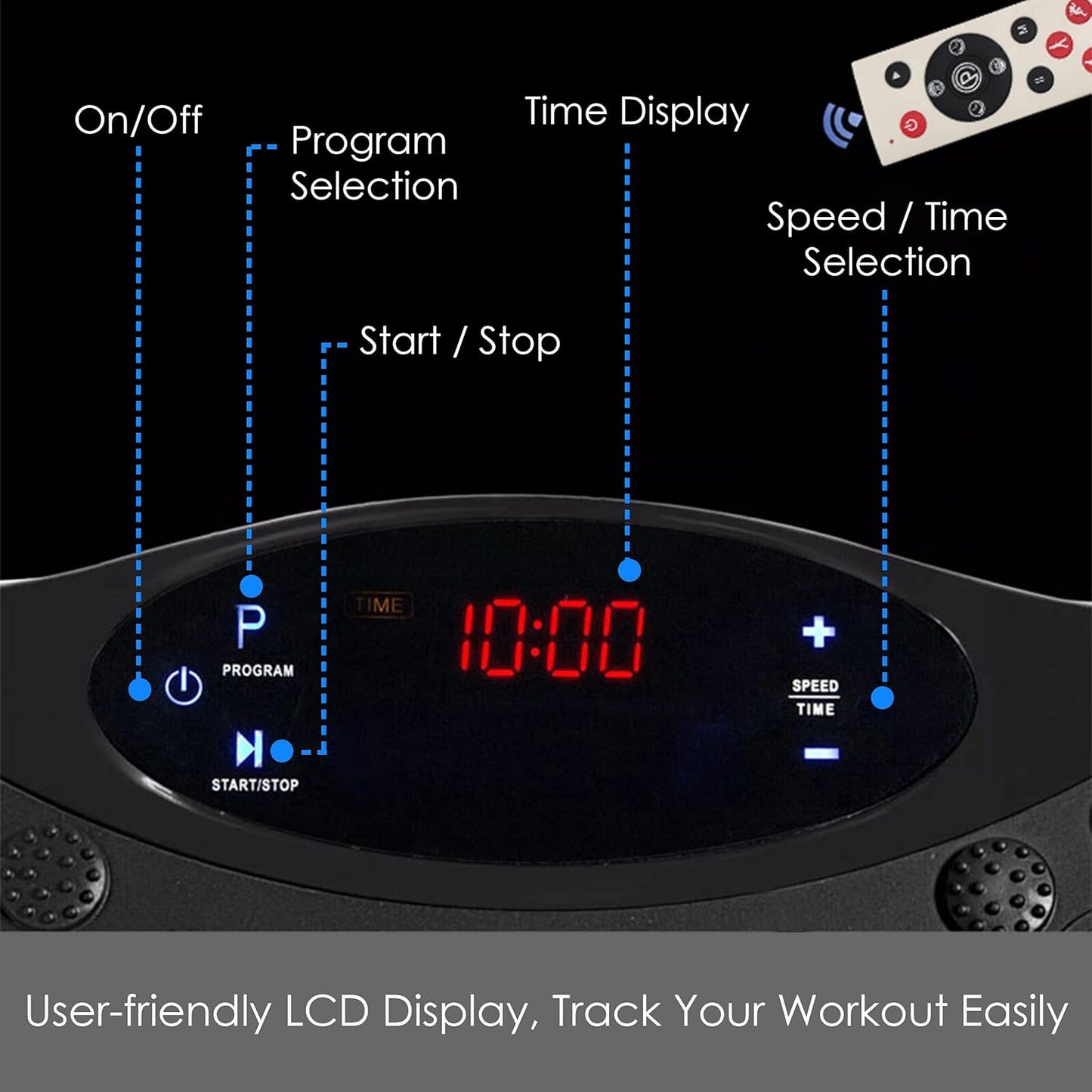 AGARO Alpha Crazyfit Vibration Plate Massager – Full Body Fitness Machine with 5 Program Modes, Remote Control & Exercise Bands for Weight Loss, Muscle Toning & Calorie Burn