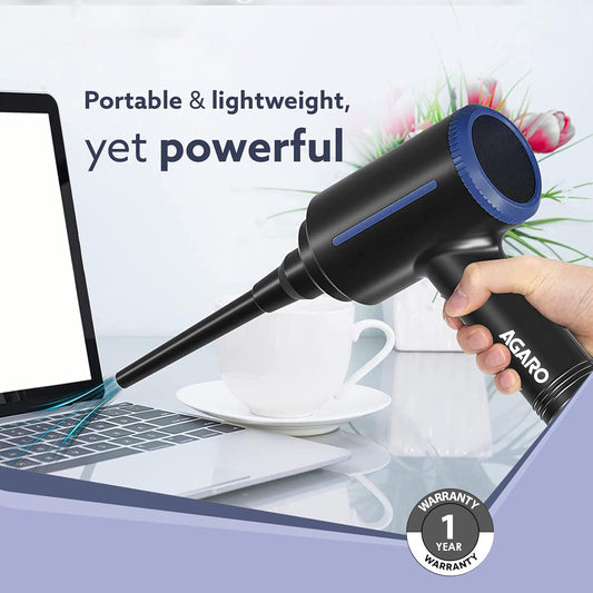 AGARO Compressed Air Duster AD1719 | 48,000 RPM Electric Air Blower for PC, Laptop, Car, Home & Office | Rechargeable Dust Cleaner