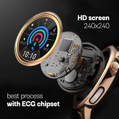 Vibez Xena Smartwatch for Women – Gold | HD Display, ECG+PPG, SpO₂, Heart Rate, IP68 | 10 Days Battery + BUY 1 GET 1 AirPods FREE (Worth ₹799)