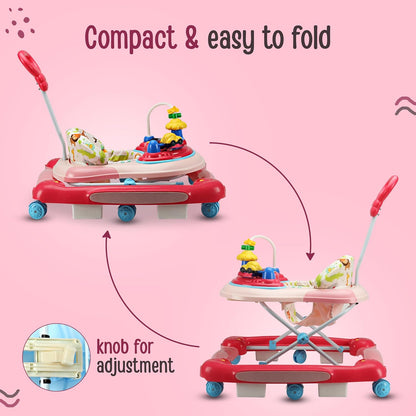 LuvLap Comfy 2-in-1 Baby Walker & Rocker (6–18 Months) | Push Handle, Anti-Fall Safety, Adjustable Height, Music & Lights | FREE AirPods Worth ₹499 🎁