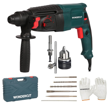 **WONDERCUT WC-GP-2-26B 1600W Corded Rotary Hammer Drill | 26mm SDS Plus | 5 Functions | Vibration Control | Copper Armature Motor | BMC Carrying Case with Drill Bits & Chisels | Free Delivery**