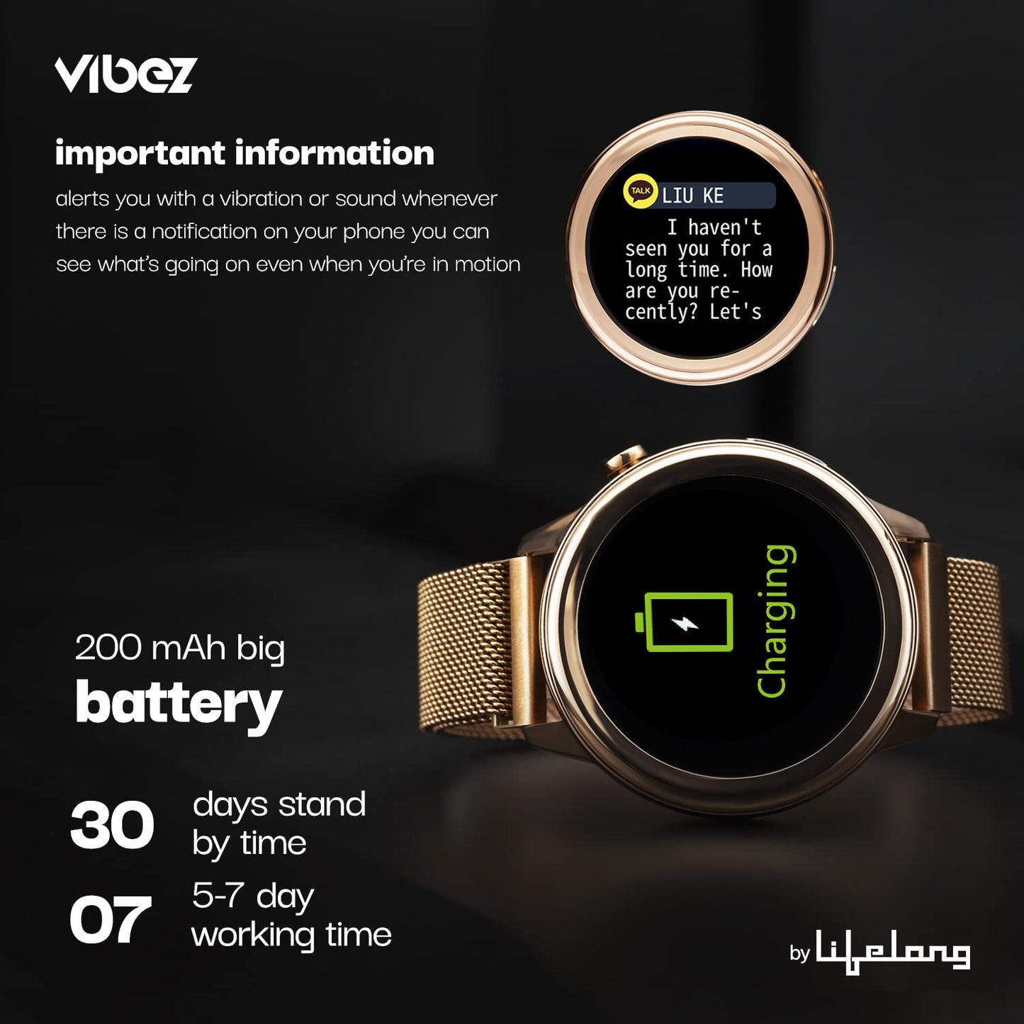 Vibez Xena Smartwatch for Women – Gold | HD Display, ECG+PPG, SpO₂, Heart Rate, IP68 | 10 Days Battery + BUY 1 GET 1 AirPods FREE (Worth ₹799)