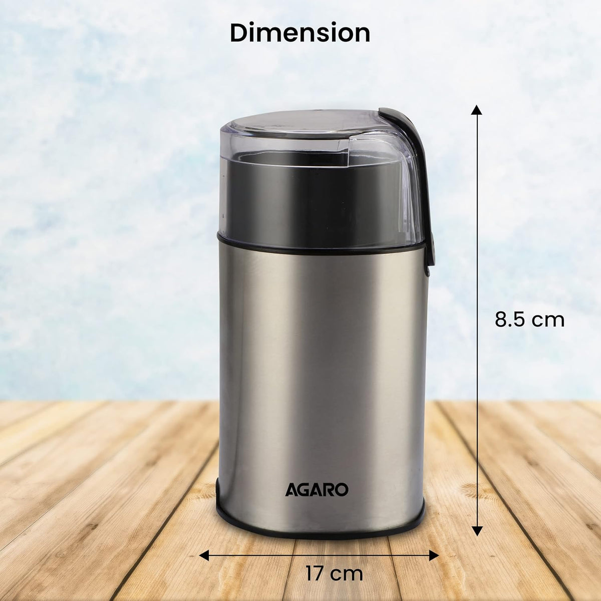 AGARO Grand Electric Grinder – 60g Capacity, Stainless Steel Blades, Portable Dry Bean & Spice Grinder (Silver)
