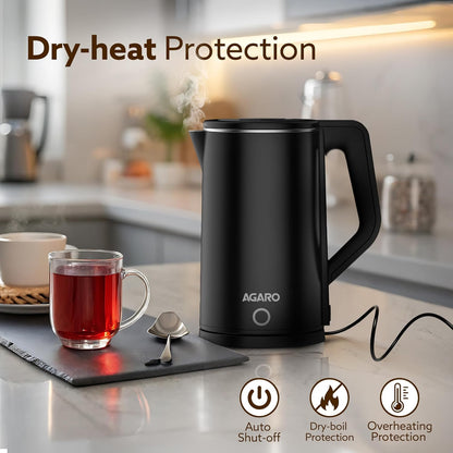 AGARO A New  Elegant Electric Kettle 1.8L | 1500W Fast Boil Stainless Steel Water Heater | Buy 1 Get 1 Free