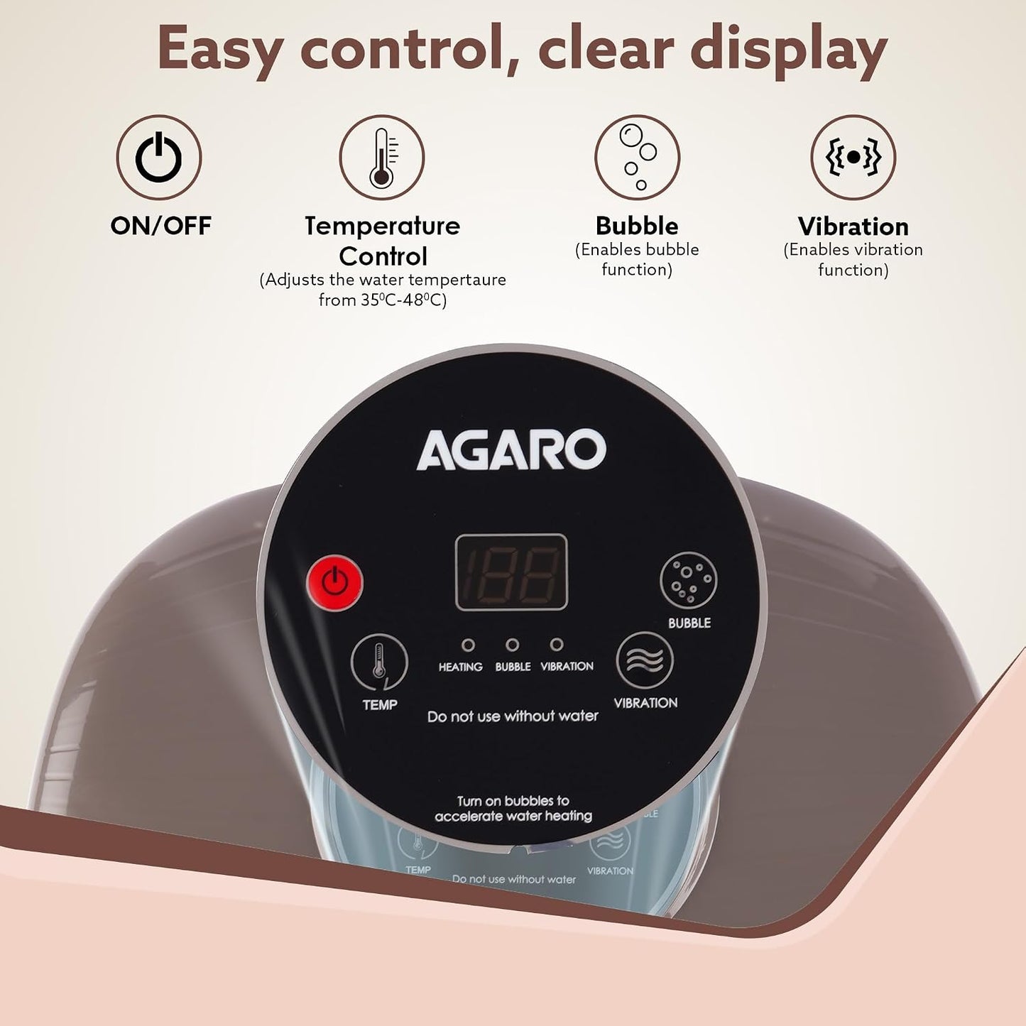AGARO Regal Foot Spa Bath Massager with Heat, 16 Manual Massage Rollers, Bubble & Vibration Function, Adjustable Temperature Control | FREE AGARO Elite Rechargeable Mini Electric Chopper Worth ₹599