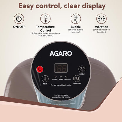 AGARO Regal Foot Spa Bath Massager with Heat, 16 Manual Massage Rollers, Bubble & Vibration Function, Adjustable Temperature Control | FREE AGARO Elite Rechargeable Mini Electric Chopper Worth ₹599