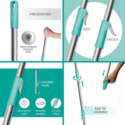 Spotzero by Milton Spin Mop Spares Set | Handle with Microfiber Refill | Compatible with Prime, E-Elite, Classic & Ace Mops