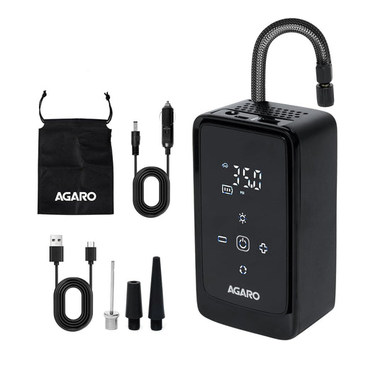 AGARO Atom Cordless Tyre Inflator – 150 PSI Portable Air Compressor with 4500mAh Battery, Digital Display, Auto Shut-Off & LED Light for Cars, Bikes & Inflatables