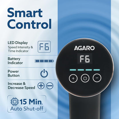 AGARO Galaxy Gun Percussion Massager – 6 Speed Rechargeable Full Body Muscle Relief (4 Heads, Black)