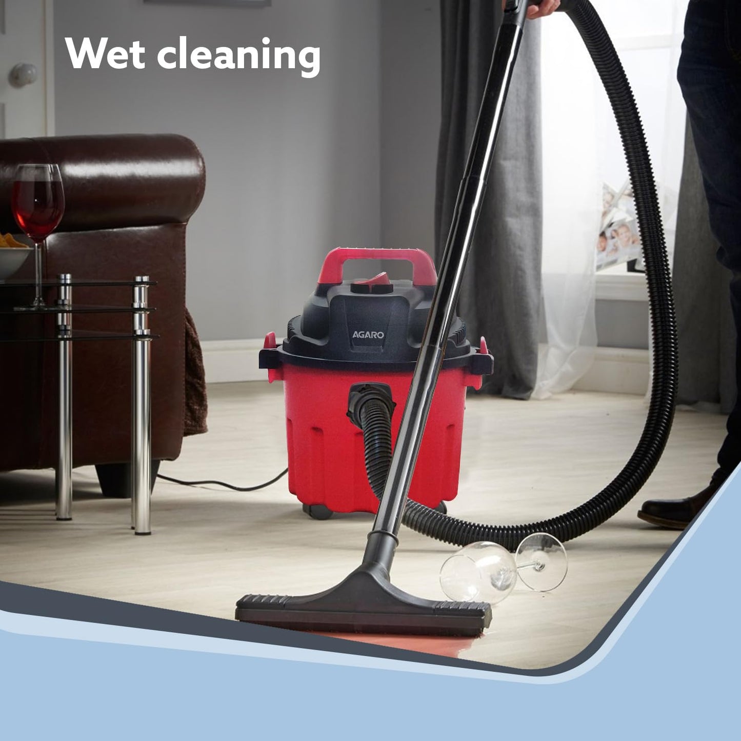 AGARO Rapid 1000W Wet & Dry Vacuum Cleaner | 16.5 kPa Suction | 10L Tank | Blower Function | Compact Home Cleaning Machine