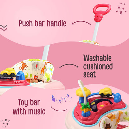 LuvLap Comfy 2-in-1 Baby Walker & Rocker (6–18 Months) | Push Handle, Anti-Fall Safety, Adjustable Height, Music & Lights | FREE AirPods Worth ₹499 🎁