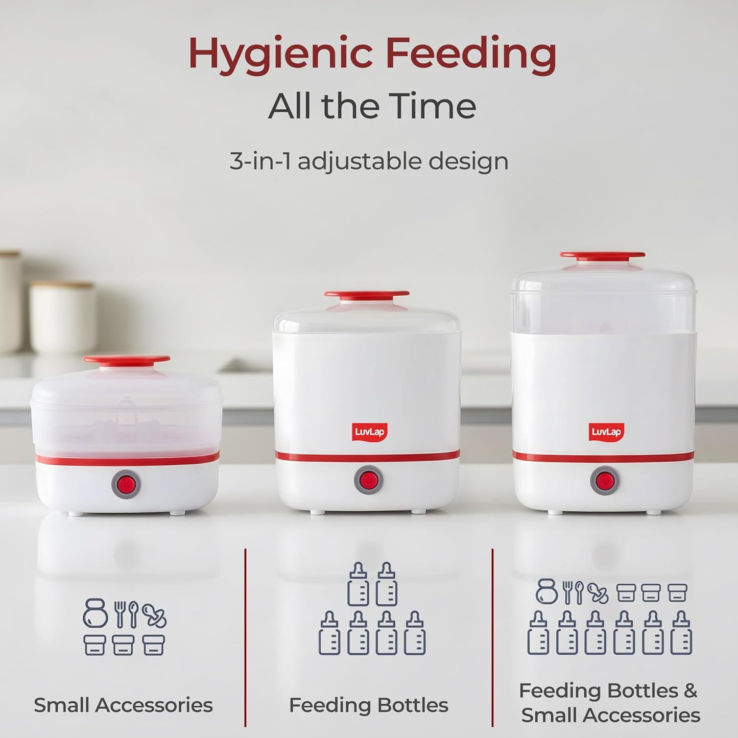 LuvLap 3-in-1 Electric Steam Sterilizer for Baby Bottles & Accessories | 99.9% Germ Kill | 8-Min Fast Sterilization | Keeps Sterile Up to 24 Hours + FREE LuvLap Baby Silicone Straw Sipper Cup 300ml (Pack of 3 Worth ₹1,399) | Free Delivery