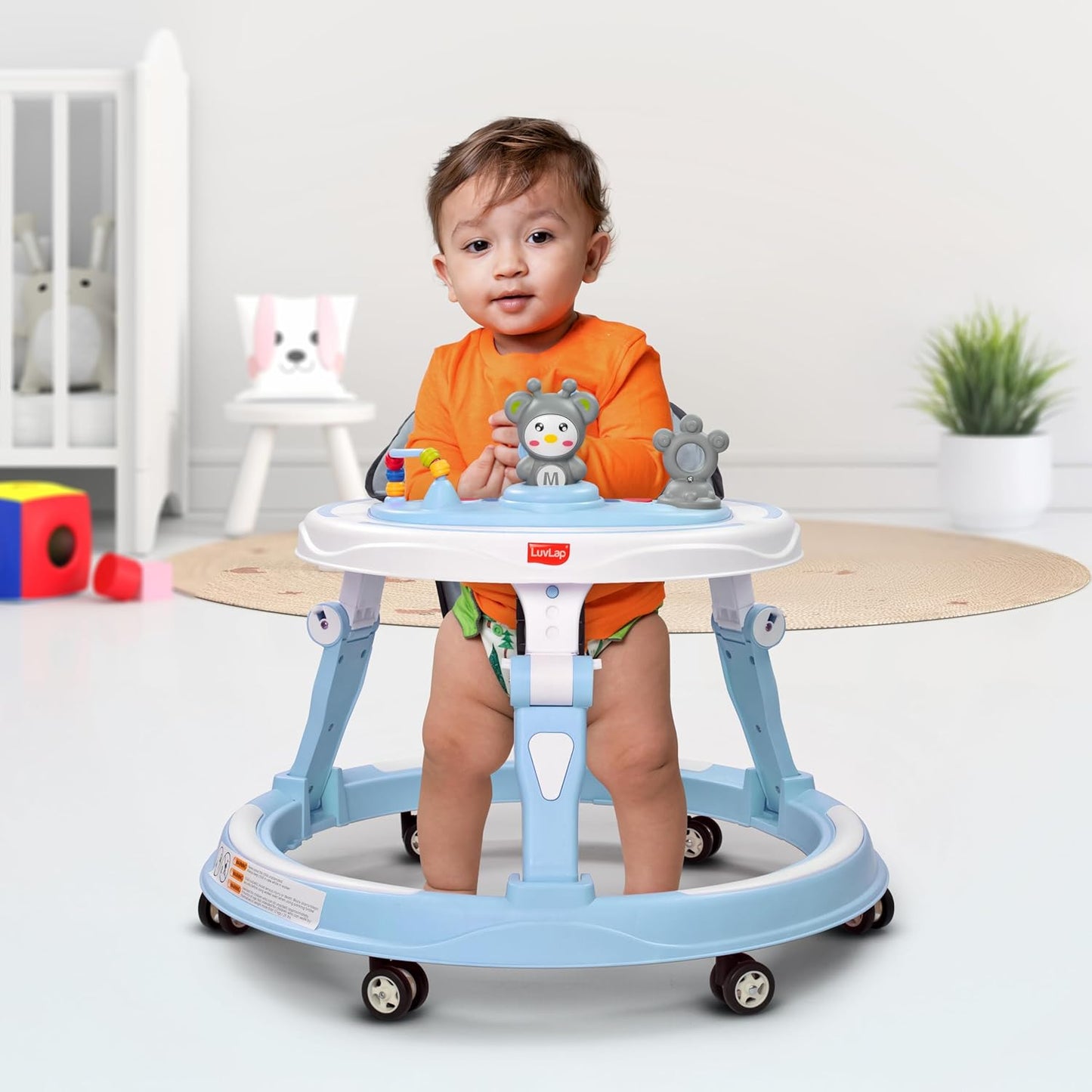 LuvLap 360° Joy Baby Walker (6–18 Months) | 3 Height Levels, Music Toy Tray & Food Tray | Safe & Comfortable Baby Walker + FREE AirPods Worth ₹499 🎁