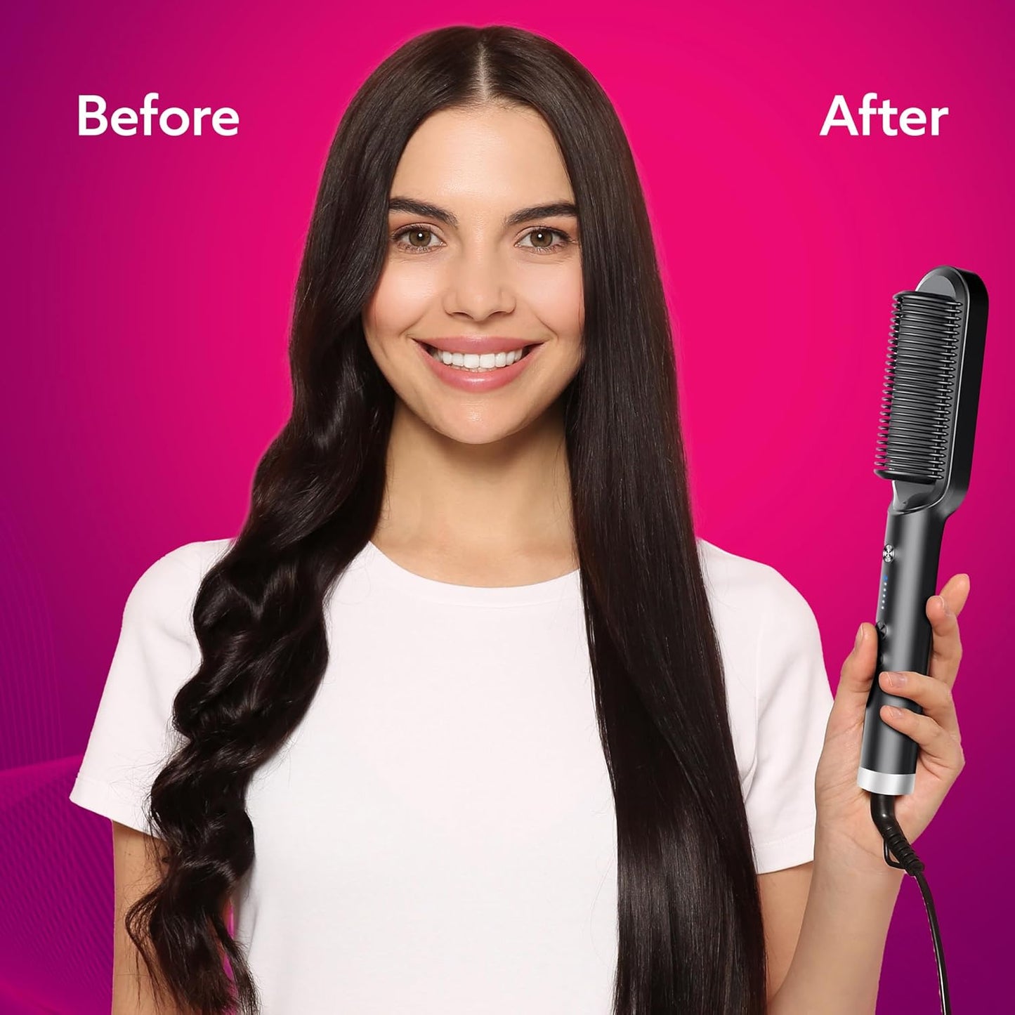AGARO Hair Straightening Brush HSB2107 | Ionic Care, 5 Heat Settings, Fast Heating