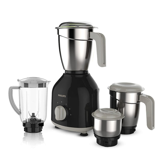 Philips HL7759/00 Mixer Grinder 750W Turbo Motor with 4 Stainless Steel Jars | Quick Cool Ventilation | 3 Speed Control | Black