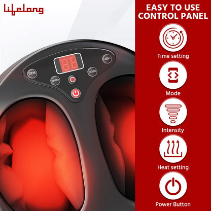 Lifelong LLM432 Airbag Foot Massager with Heat | Shiatsu Deep Kneading & Air Compression for Pain Relief | FREE Lint Remover Worth ₹699