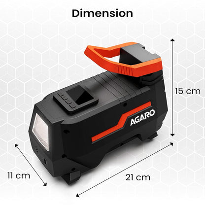 AGARO Digital Portable Tyre Inflator & Air Compressor TI2157 | 150 PSI | Dual Power (12V DC + 230V AC) | Digital Pressure Gauge & LED Light | Car, Bike, Bicycle & Inflatables