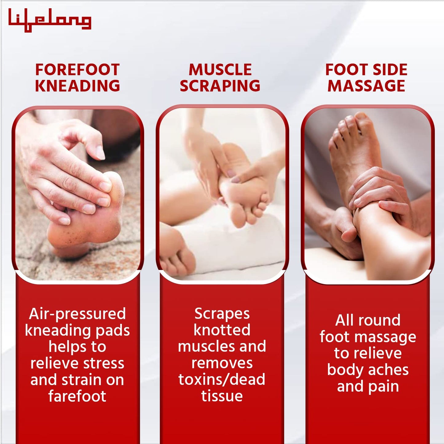 Lifelong LLM432 Airbag Foot Massager with Heat | Shiatsu Deep Kneading & Air Compression for Pain Relief | FREE Lint Remover Worth ₹699