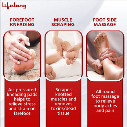 Lifelong LLM432 Airbag Foot Massager with Heat | Shiatsu Deep Kneading & Air Compression for Pain Relief | FREE Lint Remover Worth ₹699
