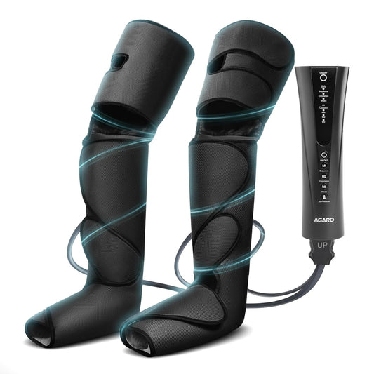 AGARO MAGMA Leg Massager for Foot, Calves & Thighs | Air Compression Therapy | Pain Relief & Circulation | Black | FREE Lint Remover ₹699
