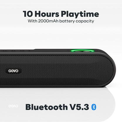 GOVO GoSurround 220 16W Bluetooth Soundbar | 2.0 Channel Wireless Speaker with 52mm Drivers, 2000mAh Battery, TWS, Bluetooth, AUX & USB | RGB LED Lights | FREE Headphones Worth ₹999 + FREE Delivery