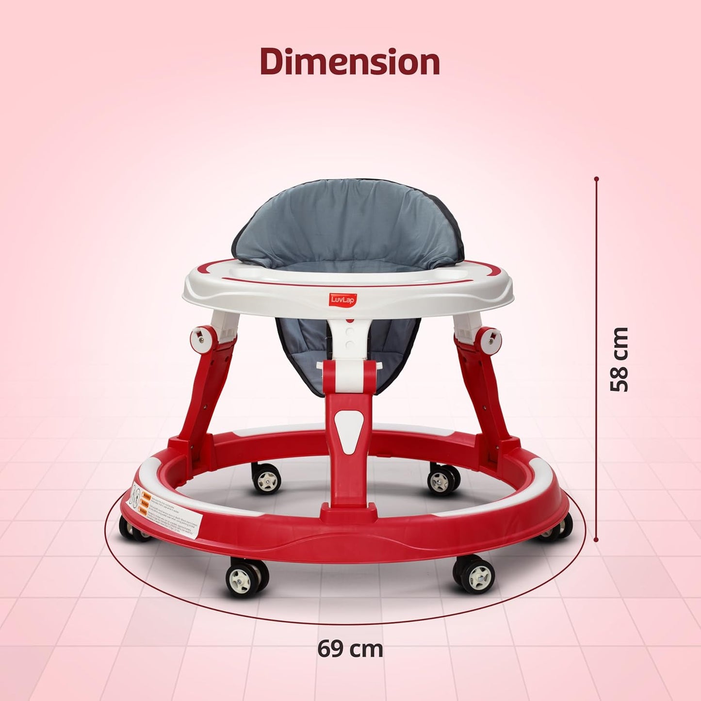 LuvLap Elegant 360° Baby Walker for 6–18 Months | 3-Level Height Adjustable | Safe & Comfortable |FREE AirPods Worth ₹499 🎁