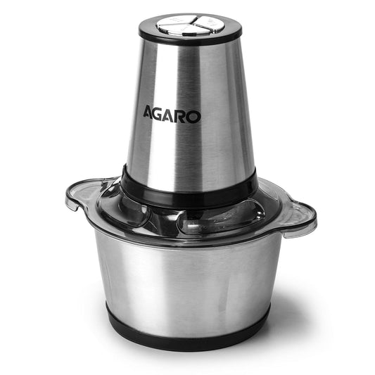 AGARO Delite 400W Electric Vegetable & Meat Chopper | 2L Bowl | 3 Speed Settings | Stainless Steel Body | Meat Grinder, Vegetable Mixer, Egg Whisker & Garlic Peeler