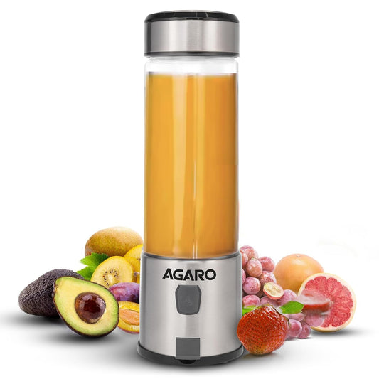AGARO Galaxy Portable Blender 450ml | 126W USB Rechargeable Smoothie Maker | 3000mAh | Travel-Friendly