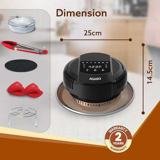 AGARO Imperial Pot Lid Air Fryer – 7-in-1 Electric Air Fryer Lid for 5L, 6L & 8L Pressure Cookers | 7 Preset Menu | 1000W