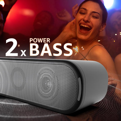 AAmazon Basics 16W Bluetooth Soundbar (Black) | 2X Bass, Bluetooth 5.3, AUX & USB | Compact Home Audio System + FREE AirPods Worth ₹999  (Combo Offer)