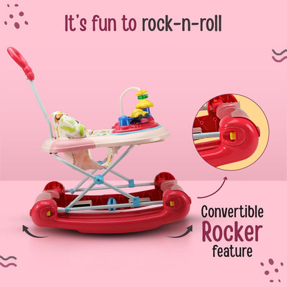 LuvLap Comfy 2-in-1 Baby Walker & Rocker (6–18 Months) | Push Handle, Anti-Fall Safety, Adjustable Height, Music & Lights | FREE AirPods Worth ₹499 🎁