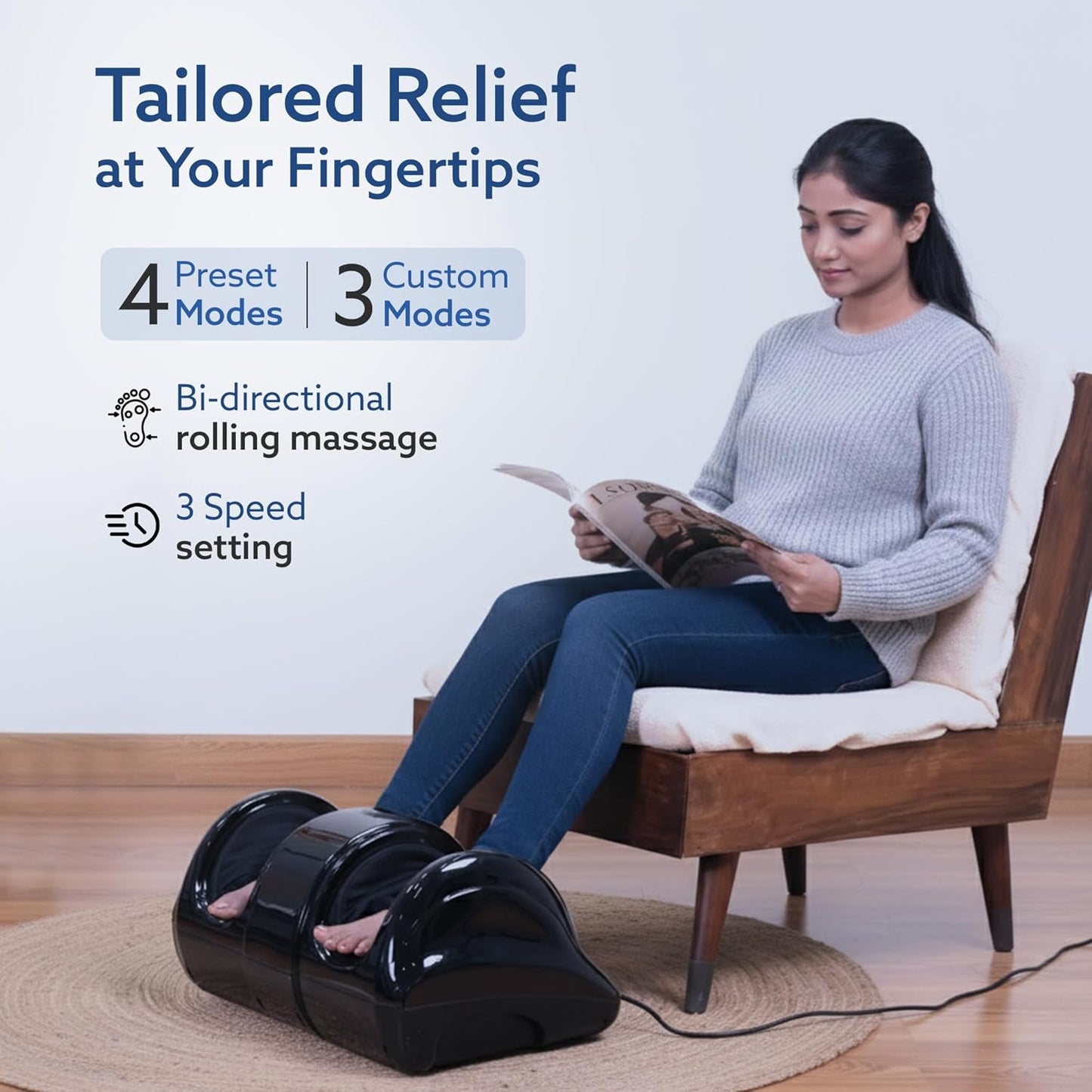 AGARO Electric Shiatsu Foot Massager – Kneading & Rolling Therapy | Improves Blood Circulation | Deep Foot Relaxation for Home Use (Black)