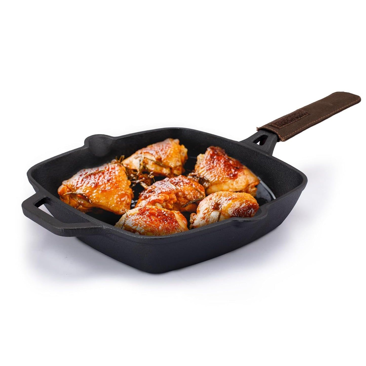AGARO Royal Pre-Seasoned Cast Iron Grill Pan 24cm (1.9L) | Heavy Duty | No Chemical Coating | Gas & Induction Compatible