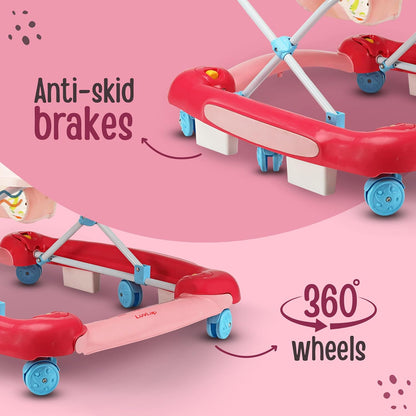 LuvLap Comfy 2-in-1 Baby Walker & Rocker (6–18 Months) | Push Handle, Anti-Fall Safety, Adjustable Height, Music & Lights | FREE AirPods Worth ₹499 🎁