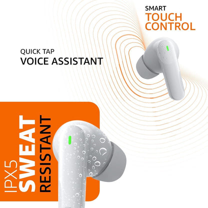 Amazon Basics True Wireless Earbuds with Mic | Long Battery Life Up to 60H, IPX5 Sweat & Water Resistant, Bluetooth 5.3, Touch Controls