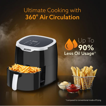 AGARO Galaxy Digital Air Fryer 4.5L | 1400W Oil-Free Air Fryer with Touch Display & 7 Presets