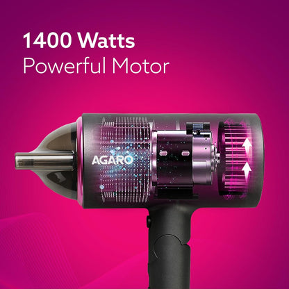 AGARO HD-1214 Premium Hair Dryer | 1400W Power, 3 Heat Settings & Cool Shot