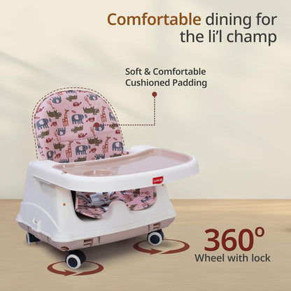 LuvLap Baby High Chair with Wheels (6 Months–3 Years) | 3 Height Adjustable Booster Feeding Seat with Cushion | Portable Design | FREE AirPods Worth ₹499 🎁