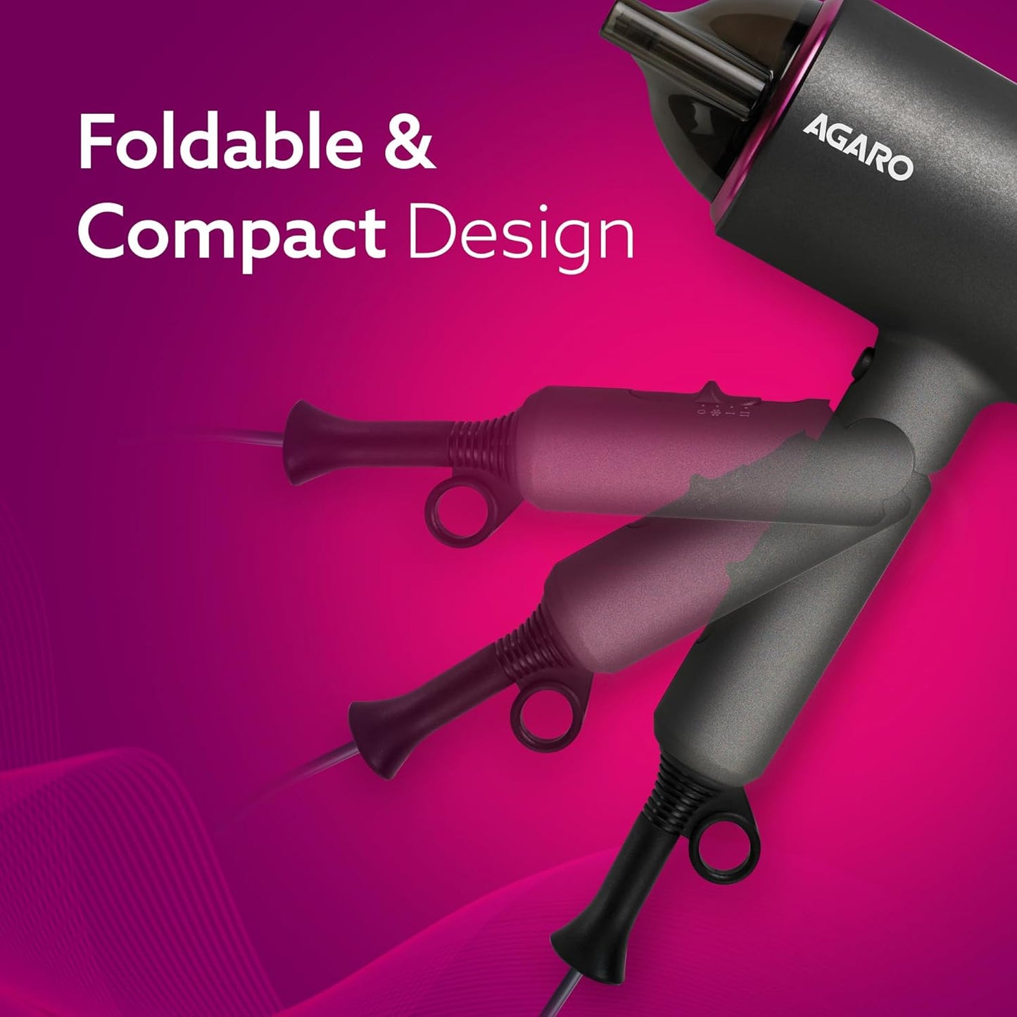 AGARO HD-1214 Premium Hair Dryer | 1400W Power, 3 Heat Settings & Cool Shot