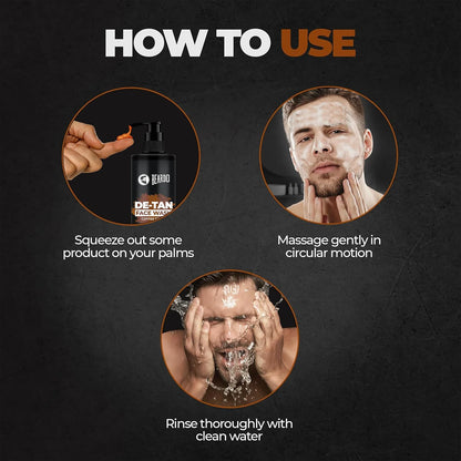 BEARDO DeTan Face Wash for Men – 200ml with Glycolic Acid, Niacinamide & Coffee | Helps Reduce Tan, Dark Spots & Pigmentation for Smooth, Oil-Free Skin | BUY 1 GET 1 FREE @ ₹499 🔥