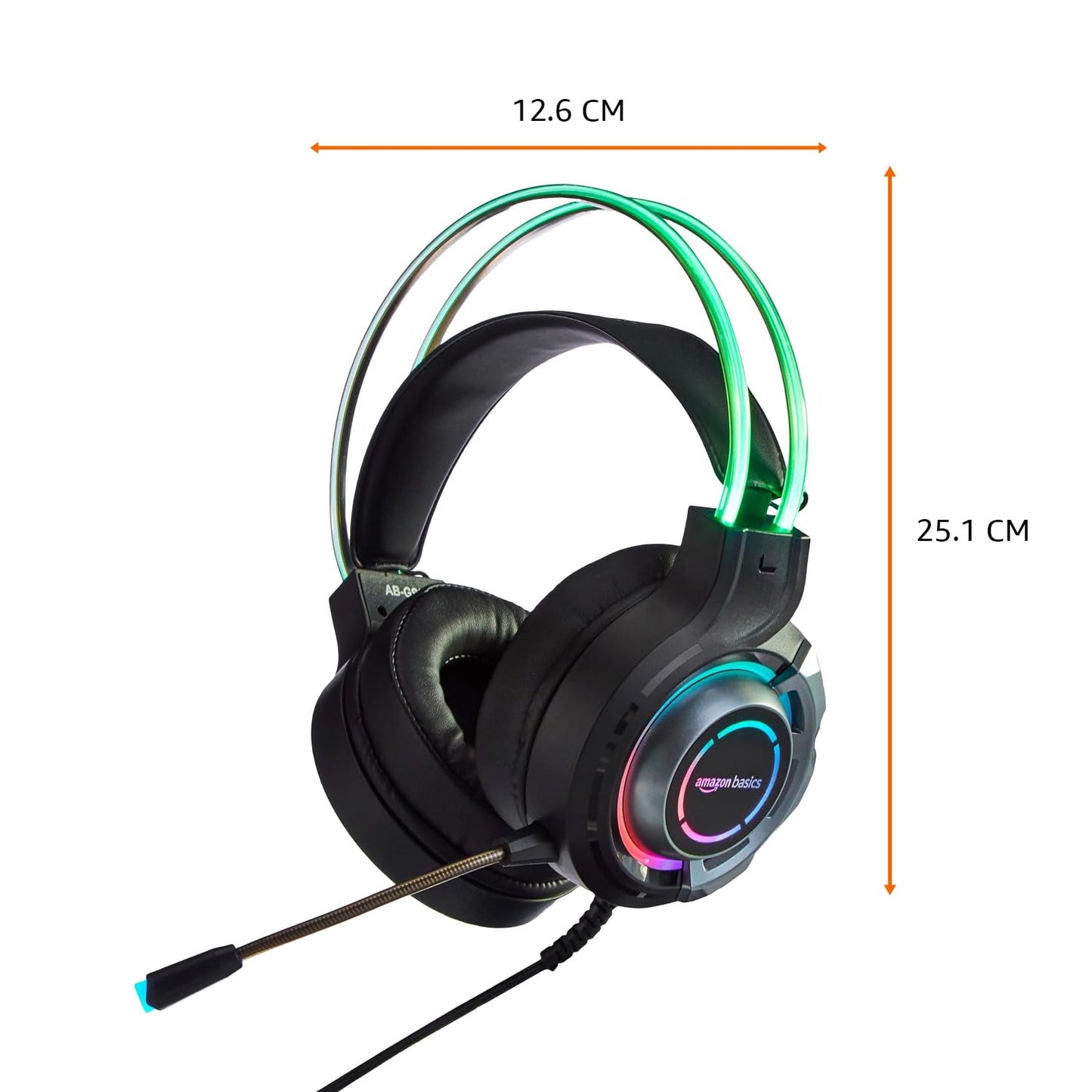 Amazon Basics RGB Wired Gaming Headphones with Mic | 2m Cable, 3.5mm Jack, Immersive Sound