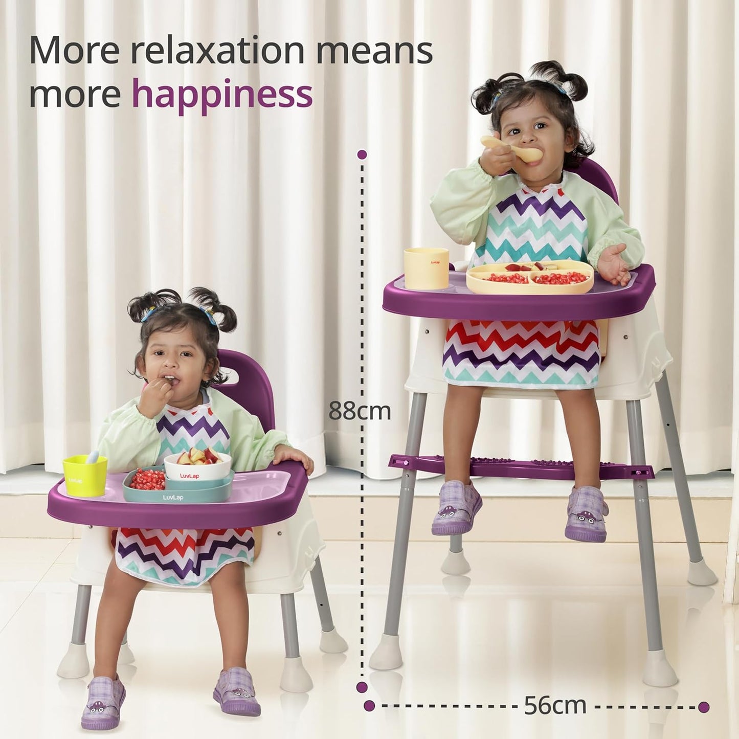 LuvLap 4-in-1 Convertible Baby High Chair (Feeding Chair) | High, Low & Booster Seat with Footrest | FREE AirPods Worth ₹499 🎁