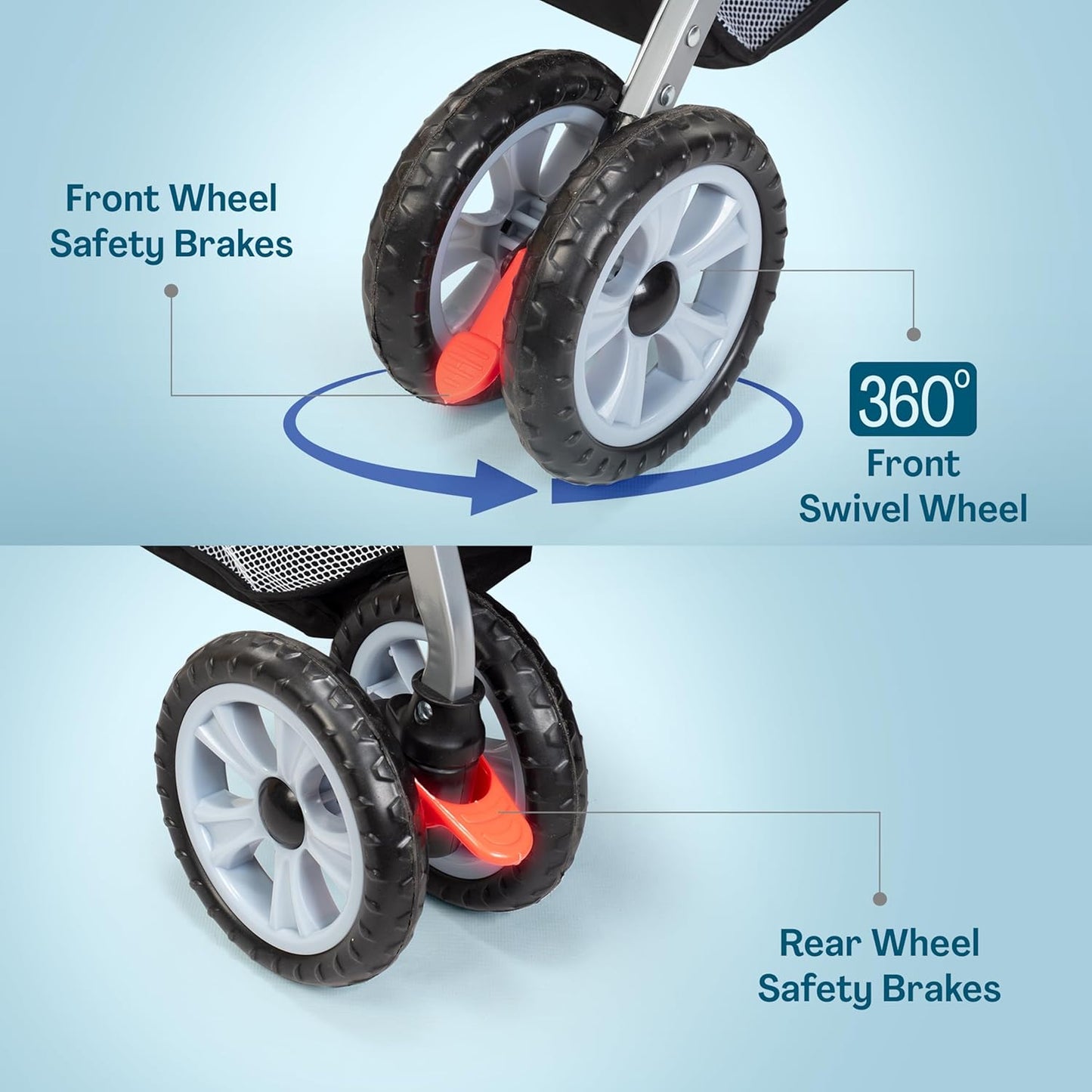LuvLap Sunshine Baby Stroller (0–3 Years) | Reversible Handle, 360° Wheels & Storage Basket + FREE AirPods (Worth ₹499) 🎁