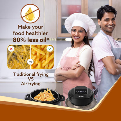 AGARO Imperial Pot Lid Air Fryer – 7-in-1 Electric Air Fryer Lid for 5L, 6L & 8L Pressure Cookers | 7 Preset Menu | 1000W