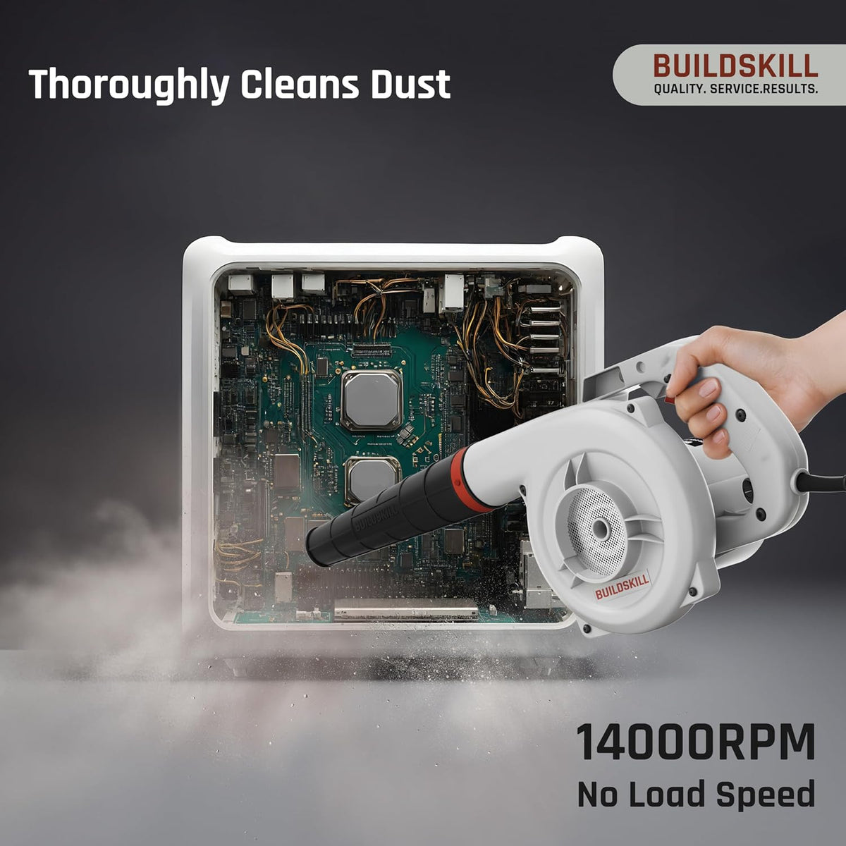 BUILDSKILL 525W Air Blower Machine | 14,000 RPM Electric Dust Blower for PC, Car, Home & Workshop Cleaning | 3.6 m³/min Airflow | Grey